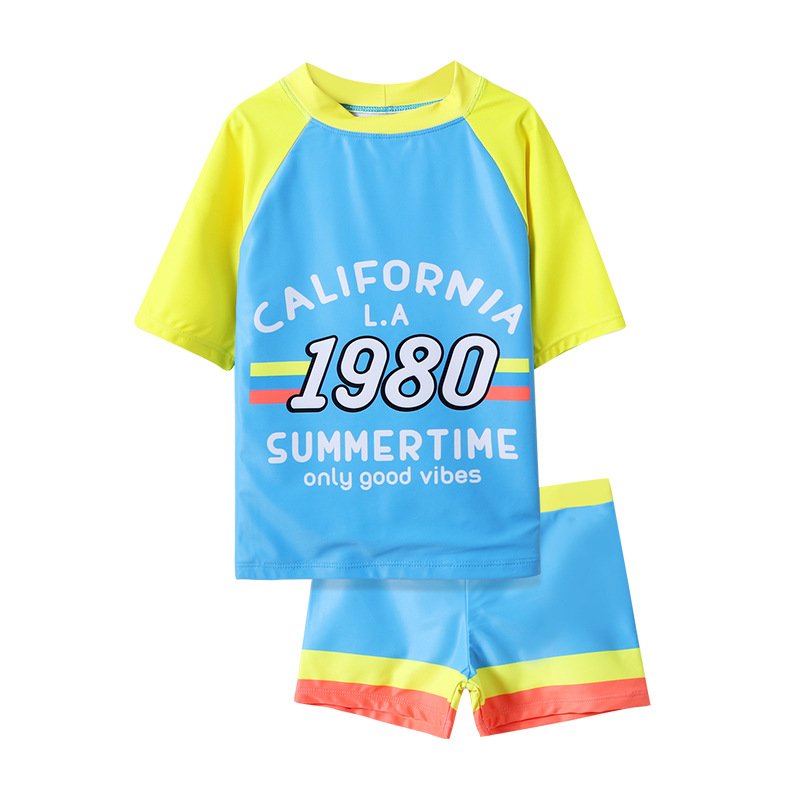 Children's color contrast split swimsuit manufacturer
